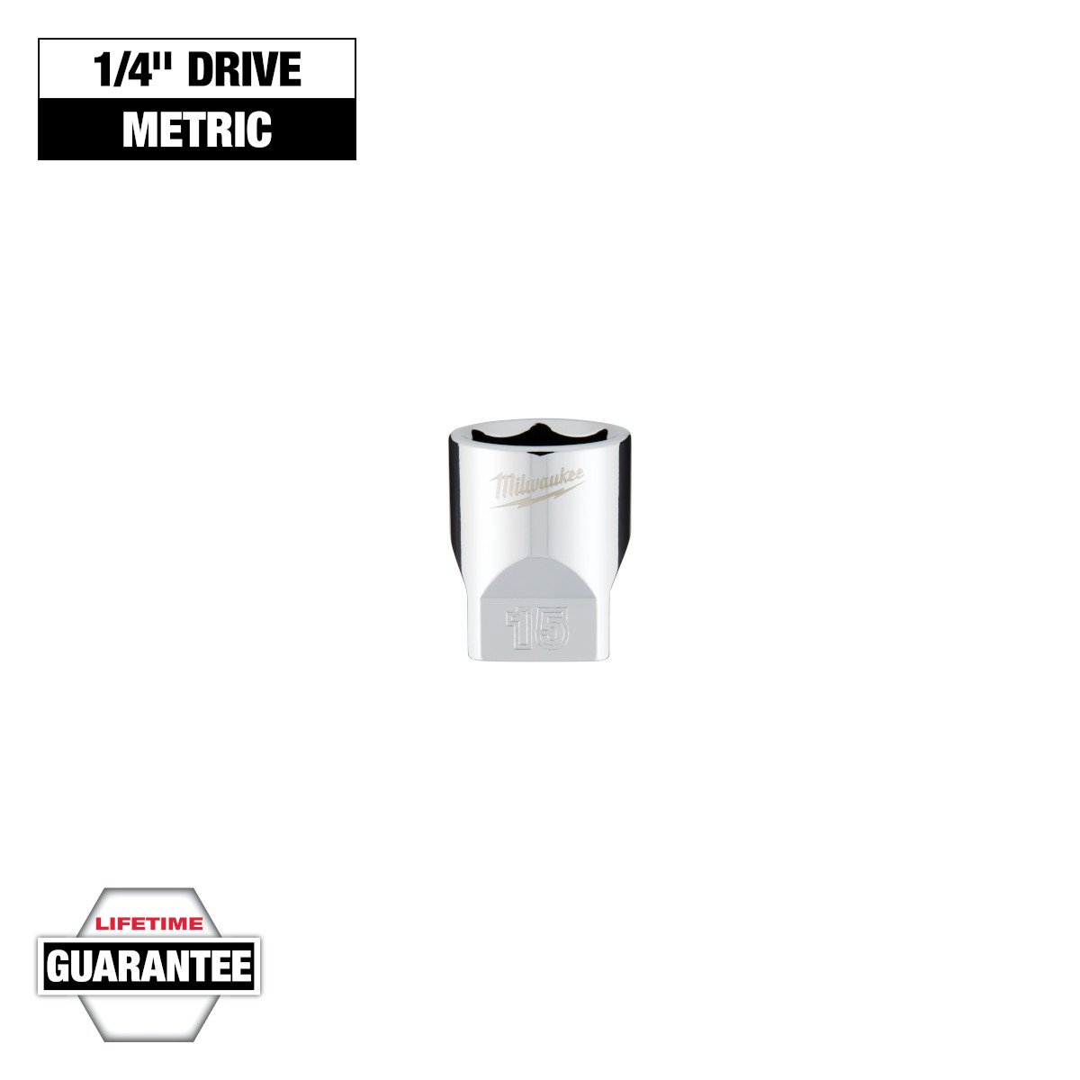 Milwaukee 45-34-9041 1/4 in. Drive 15mm Metric 6-Point Socket - feature callout