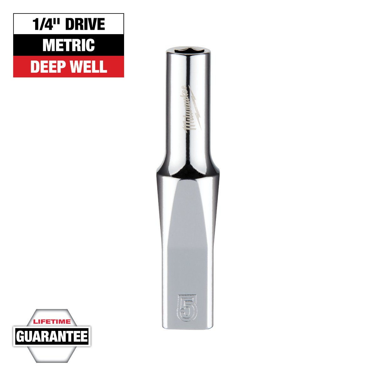 Milwaukee 45-34-9042 1/4 in. Drive 5mm Metric 6-Point Deep Socket - feature callout