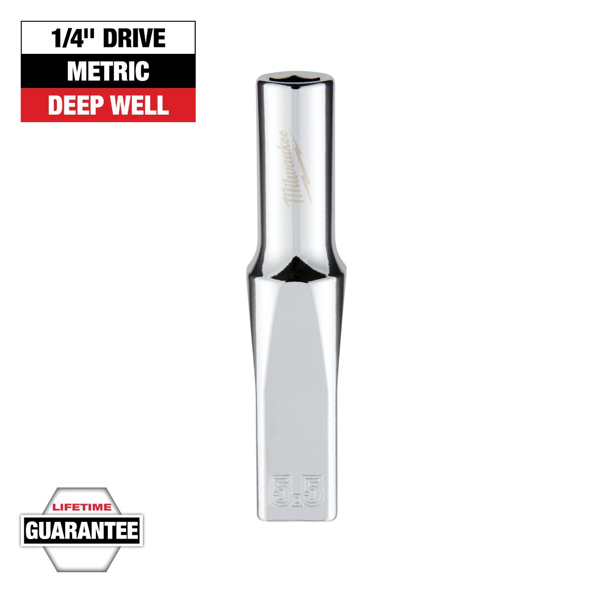 Milwaukee 45-34-9043 1/4 in. Drive 5.5mm Metric 6-Point Deep Socket - feature callout