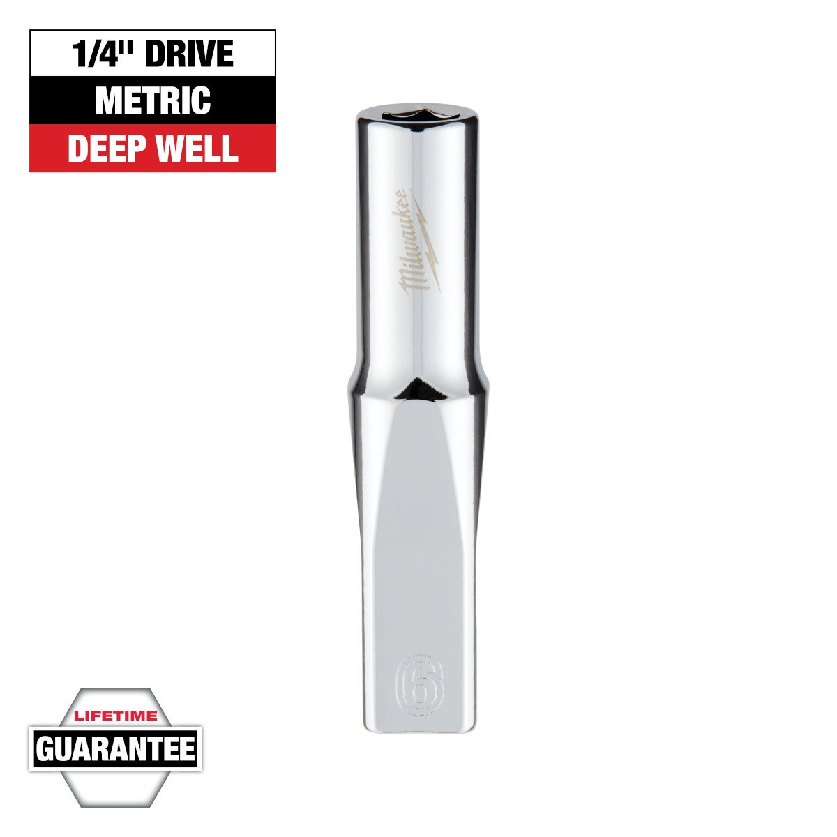 Milwaukee 45-34-9044 1/4 in. Drive 6mm Metric 6-Point Deep Socket - feature callout