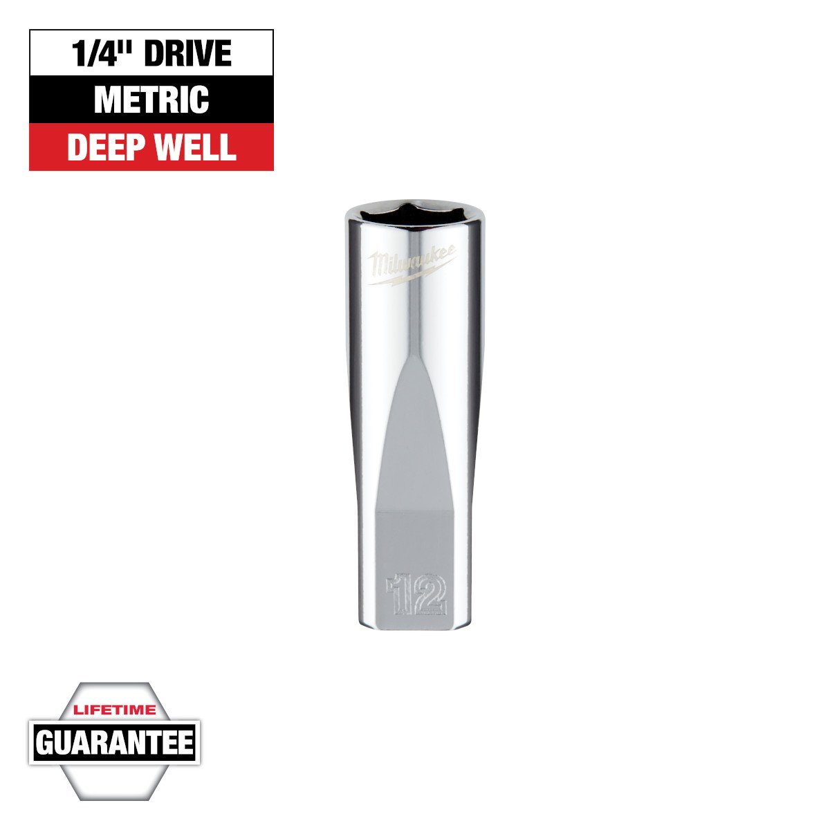 Milwaukee 45-34-9050 1/4 in. Drive 12mm Metric 6-Point Deep Socket - feature callout