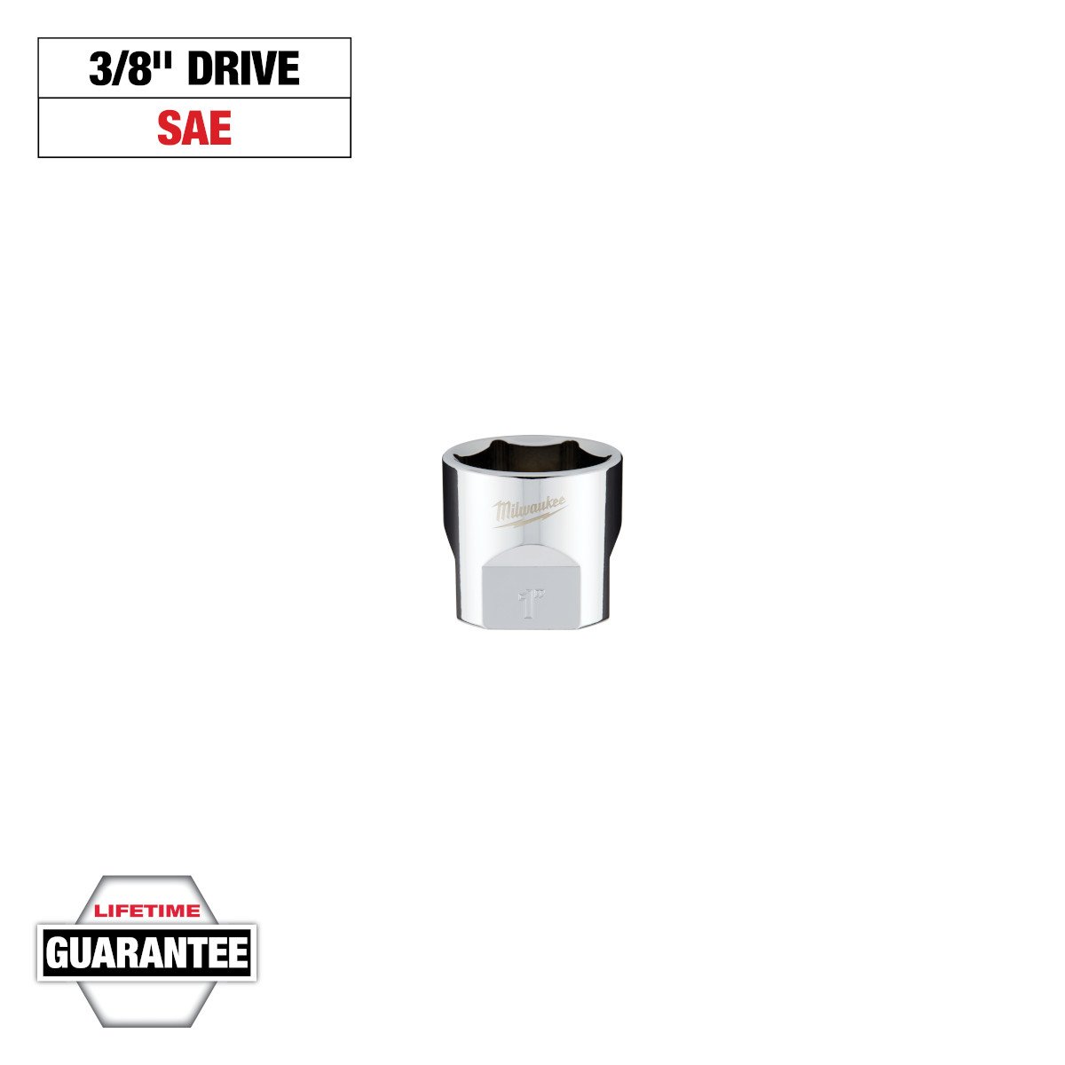 Milwaukee 45-34-9072 3/8 in. Drive 1 in. SAE 6-Point Socket - feature callout