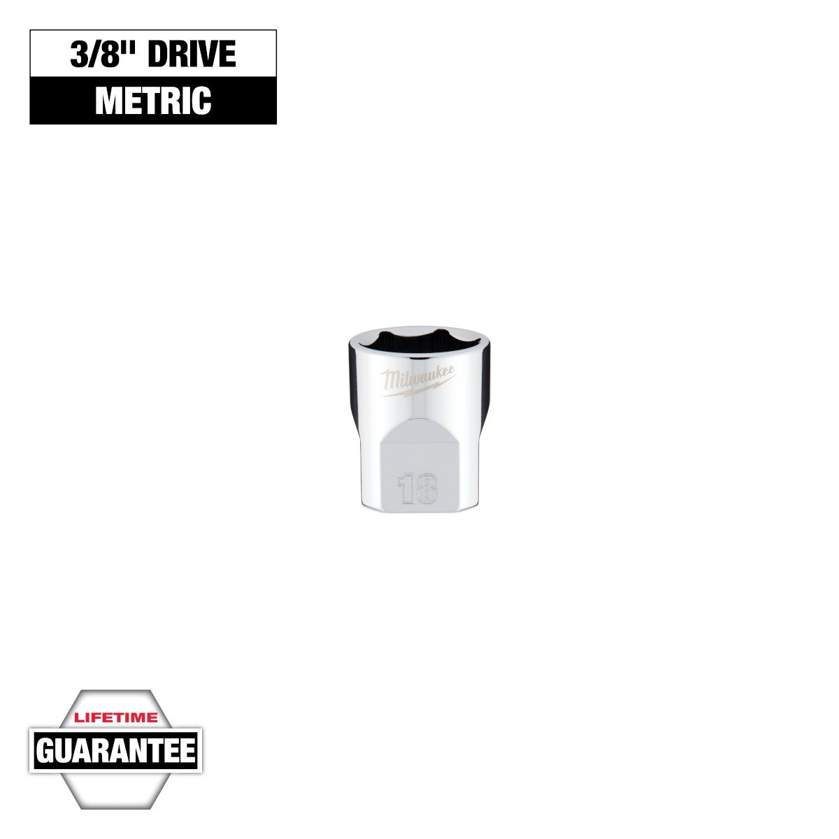 Milwaukee 45-34-9088 3/8 in. Drive 18mm Metric 6-Point Socket - feature callout