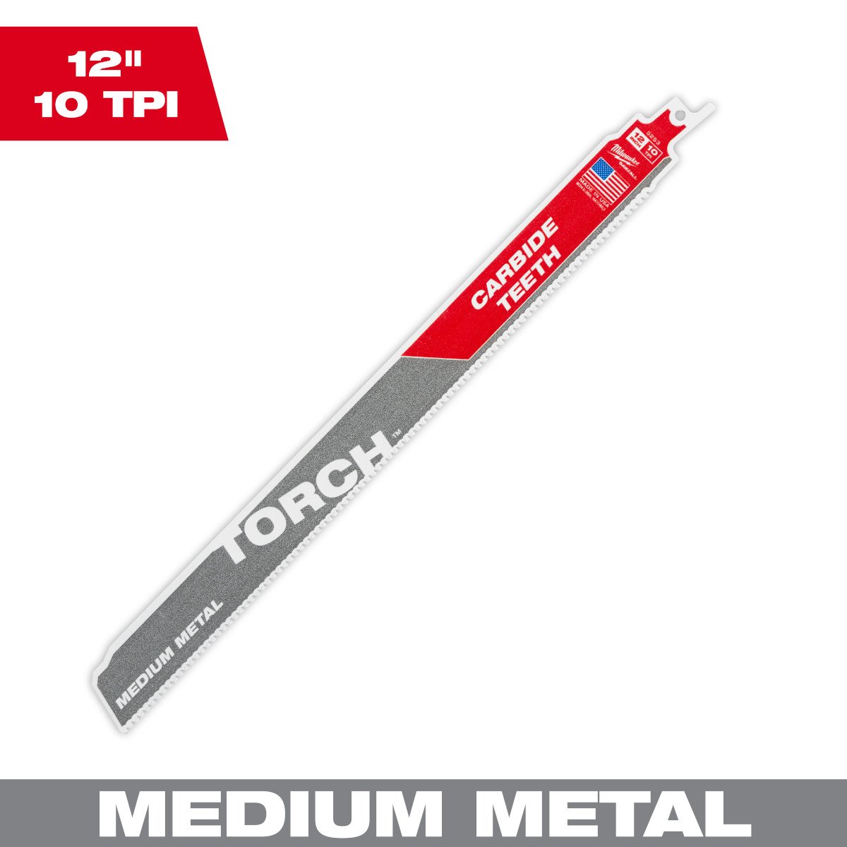 Milwaukee 48-00-5253 12" 10TPI The TORCH™ with Carbide Teeth for Medium Metal 1PK - feature callout