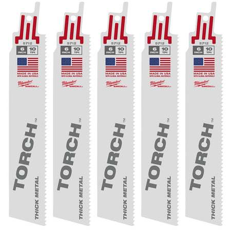 Milwaukee 48-00-5712 6" 10 TPI The Torch™ SAWZALL® Blades (5 Pk) - product view