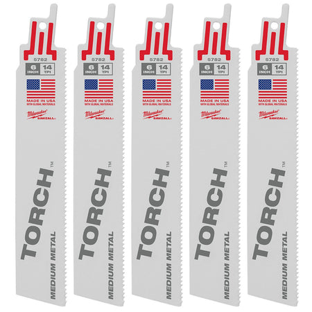 Milwaukee 48-00-5782 6" 14 TPI The Torch™ SAWZALL® Blades (5 Pk) - product view