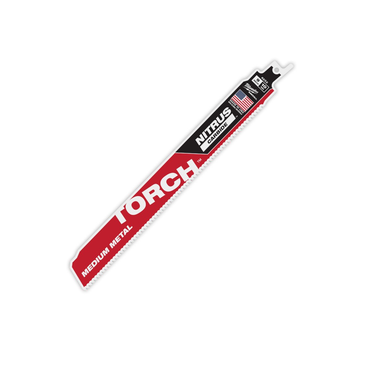 Milwaukee 48-00-6252 9" 10TPI The TORCH™ with NITRUS CARBIDE™ Teeth for Medium Metal 1PK - feature callout