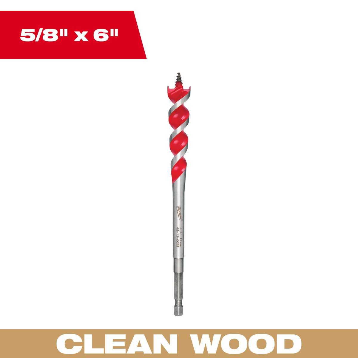 Milwaukee 48-13-0058 SPEED FEED™ Wood Bit 5/8" x 6" - feature callout