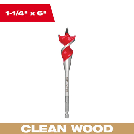 Milwaukee 48-13-0108 SPEED FEED™ Wood Bit 1-1/4" x 6" - feature callout