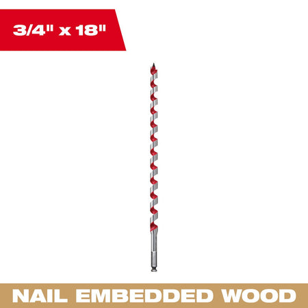 Milwaukee 48-13-5750 3/4 in. x 18 in. Ship Auger Bit - feature callout