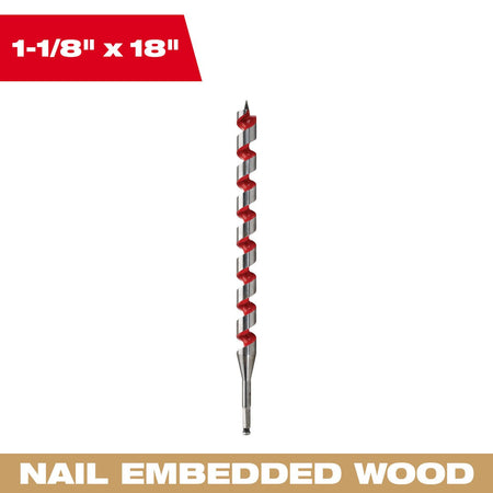 Milwaukee 48-13-6120 1-1/8 in. x 18 in. Ship Auger Bit - feature callout