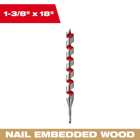 Milwaukee 48-13-6370 1-3/8 in. x 18 in. Ship Auger Bit - feature callout