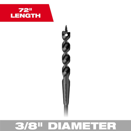 Milwaukee 48-13-8337 3/8” x 72" Flexible Cable Auger Bit - feature callout