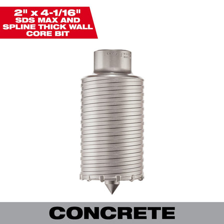 Milwaukee 48-20-5135 SDS-Max and Spline Thick Wall Carbide Tipped Core Bit 3 in. - feature callout
