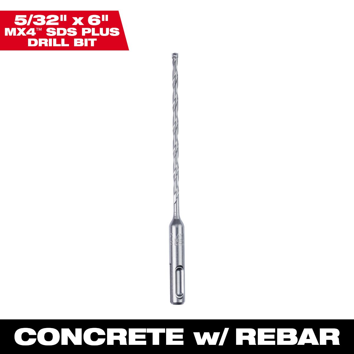 Milwaukee 48-20-7308 MX4™ 4-Cutter SDS Plus Rotary Hammer-Drill Bit 5/32 x 4 x 6 - feature callout