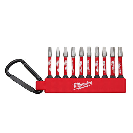 Milwaukee 48-32-4090 #1, #2, #3 SQUARE 10PC CARABINER SHOCKWAVE BIT SET - product view