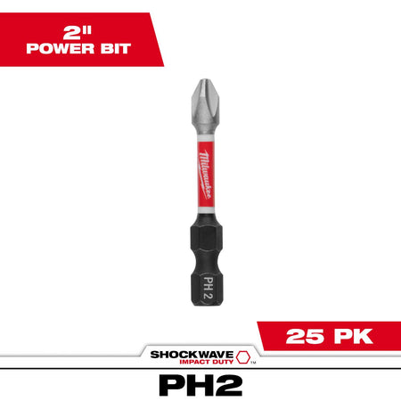 Milwaukee 48-32-4762 SHOCKWAVE™ 2” Impact Phillips #2 Power Bits - feature callout