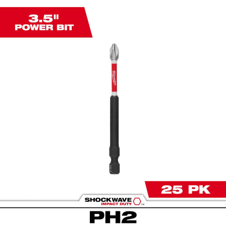 Milwaukee 48-32-4791 SHOCKWAVE™ 3-1/2” Impact Phillips #2 Power Bits - feature callout