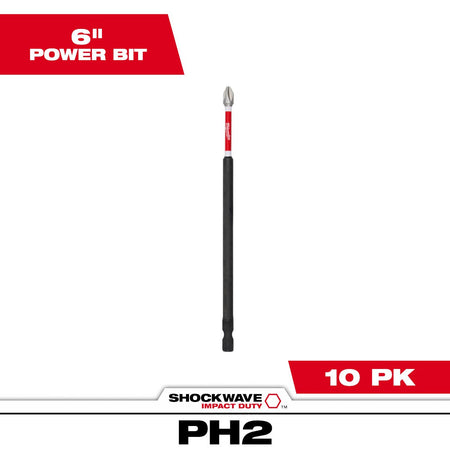 Milwaukee 48-32-4807 SHOCKWAVE™ 6” Impact Phillips #2 Power Bits - feature callout