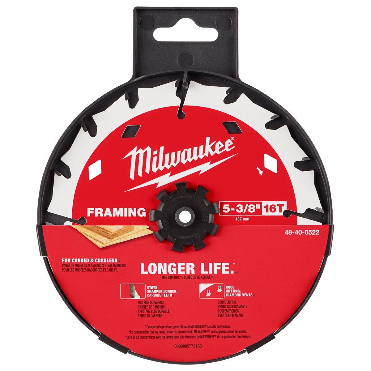 Milwaukee 48-40-0522 5-3/8 in. 16T Framing Circular Saw Blade - product view