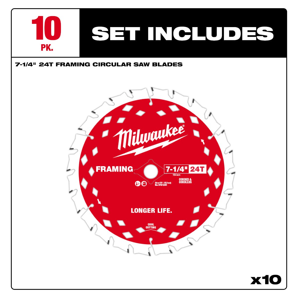 Milwaukee 48-41-0720 7-1/4 in. 24T Framing Circular Saw Blade - feature callout