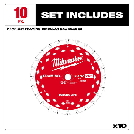 Milwaukee 48-41-0720 7-1/4 in. 24T Framing Circular Saw Blade - feature callout