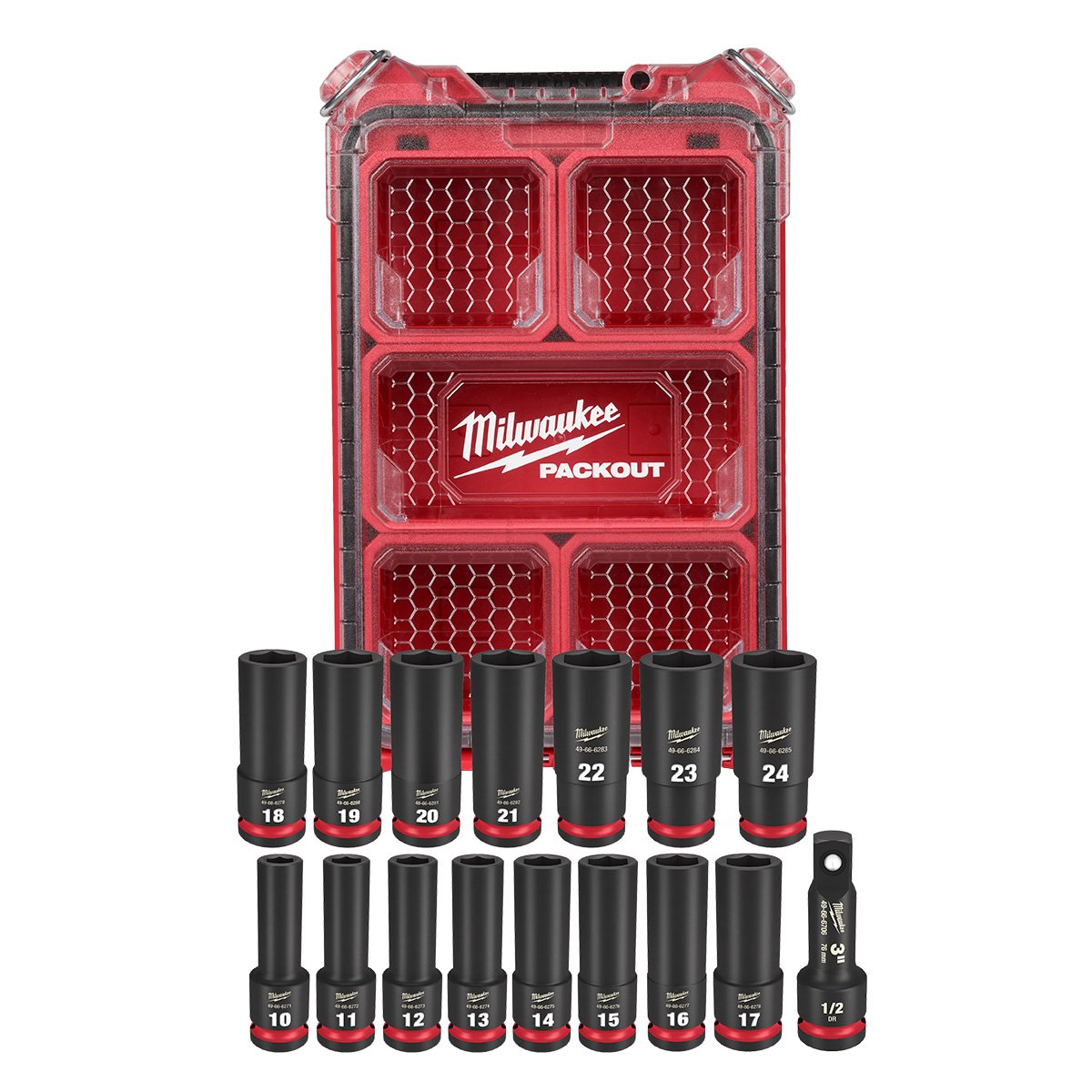 Milwaukee 49-66-6803 SHOCKWAVE Impact Duty™ Socket 1/2” Dr 16PC MM PACKOUT™ Set - product view