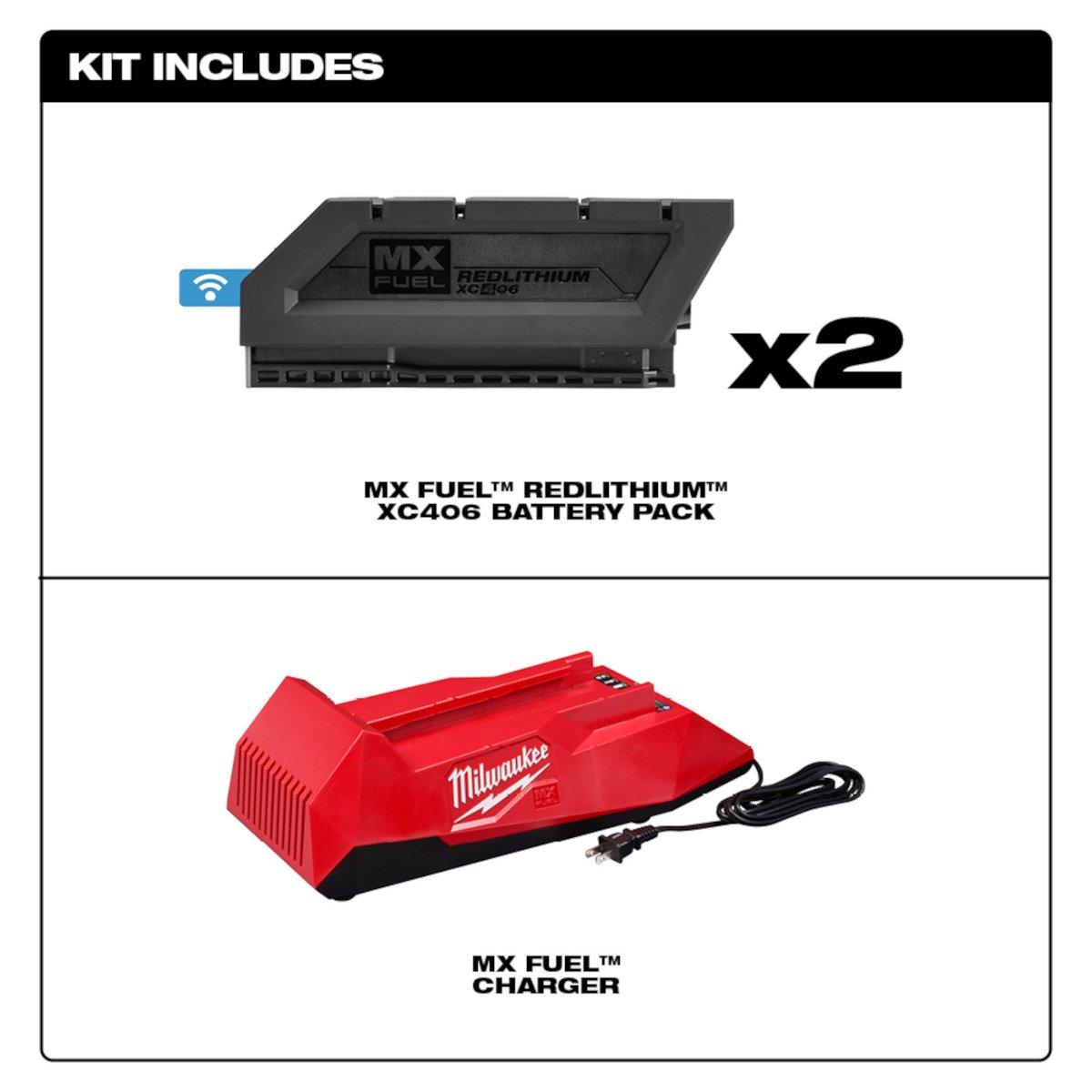 Milwaukee MXFC-2XC MX FUEL™ XC406 Battery/Charger Expansion Kit - feature callout