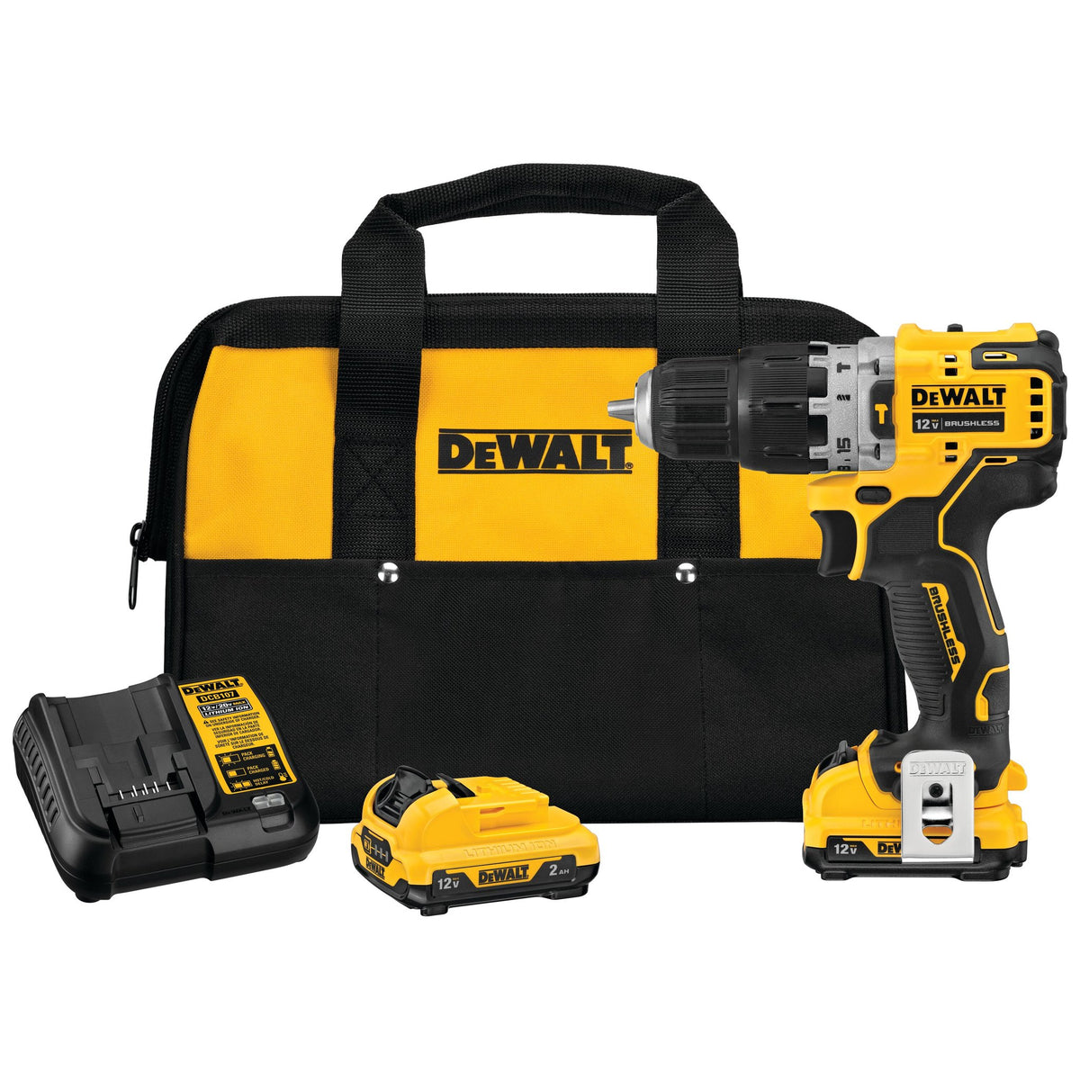 DEWALT DCD706F2 Kit Taladro Precutor 3/8ˮ Xtreme 12V S - kit contents
