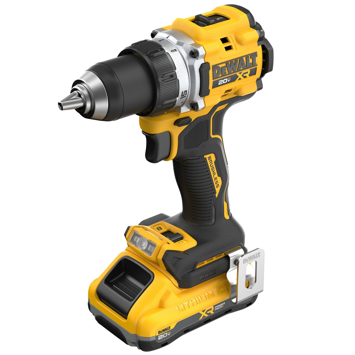 DEWALT DCD801QQ2 20V MAX XR Brushless 1/2" Drill/Driver With Anti-Rotation Kit - product view