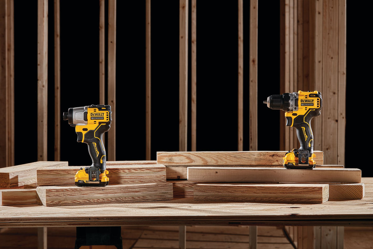 DEWALT DCK221F2 XTREME 12V MAX BRUSHLESS CORDLESS DRILL & IMPACT DRIVER KIT - in use