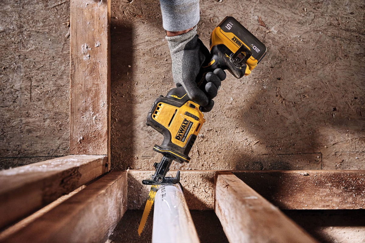 DEWALT DCS369B ATOMIC 20V MAX Cordless One-Handed Reciprocating Saw (Tool Only) - in use