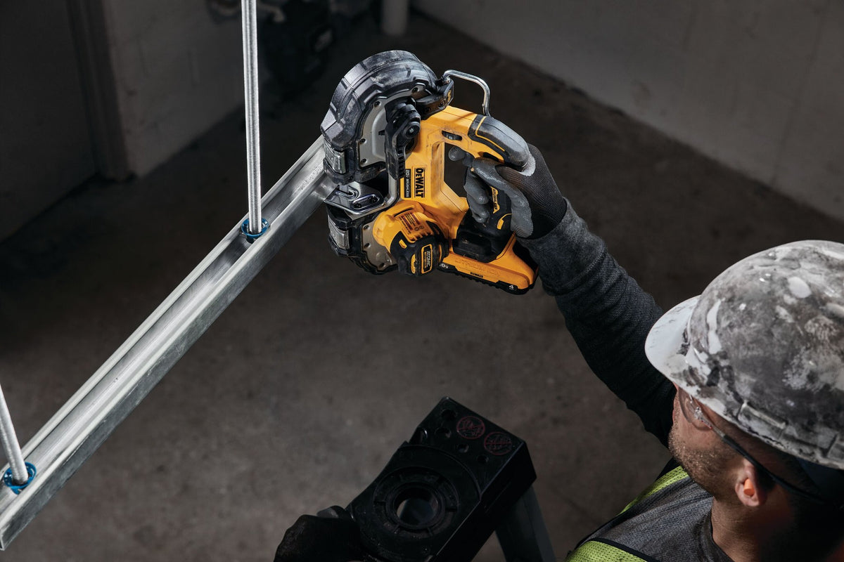 DEWALT DCS377B ATOMIC 20V MAX* Brushless Cordless 1-3/4 in. Compact Bandsaw (Tool Only) - in use