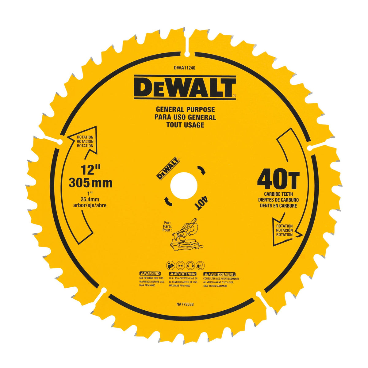 DEWALT DWA112CMB3 12 In Carbide Circular Saw Blade (3 Pack) - product view