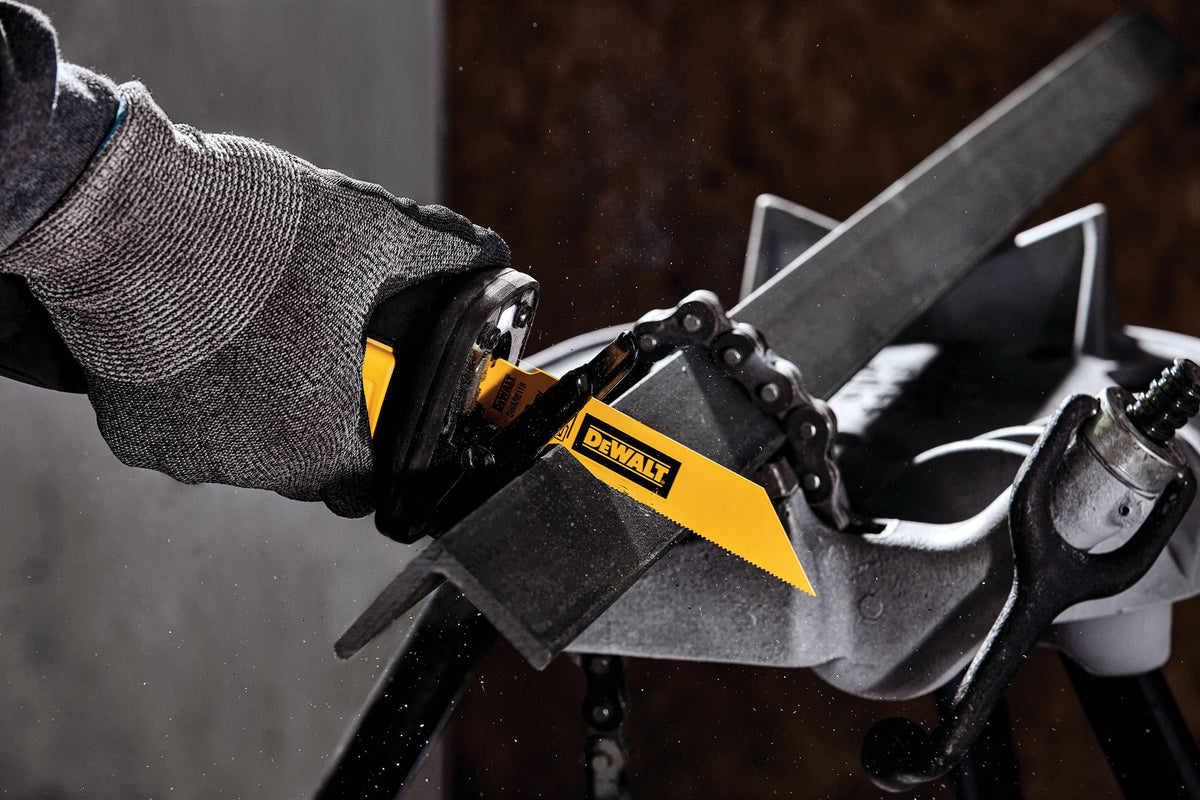 DEWALT DWAR6118 6 In Bi-Metal Reciprocating Saw Blade 18 TPI (5 Pack) - in use
