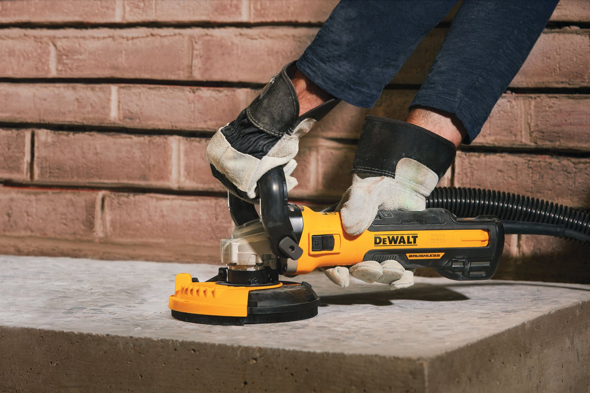 DEWALT DWE46253 Concrete Surface Grinder Kit, 5-Inch - in use