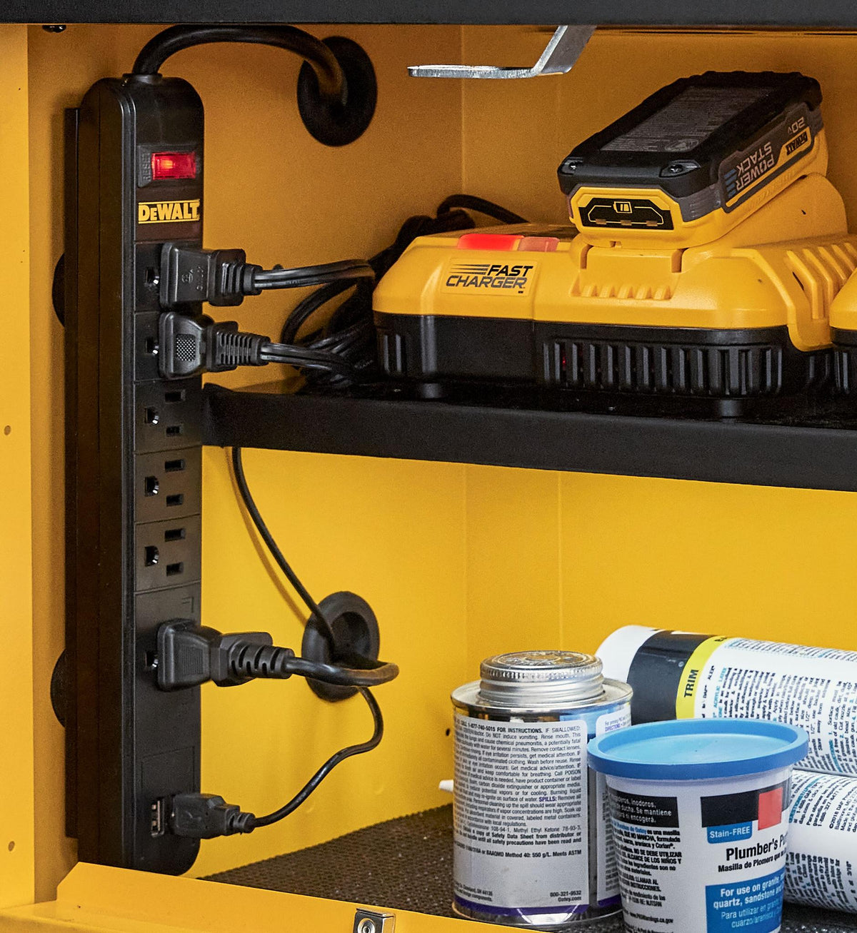 DEWALT DWST82693 Magnetic Power Strip - in use