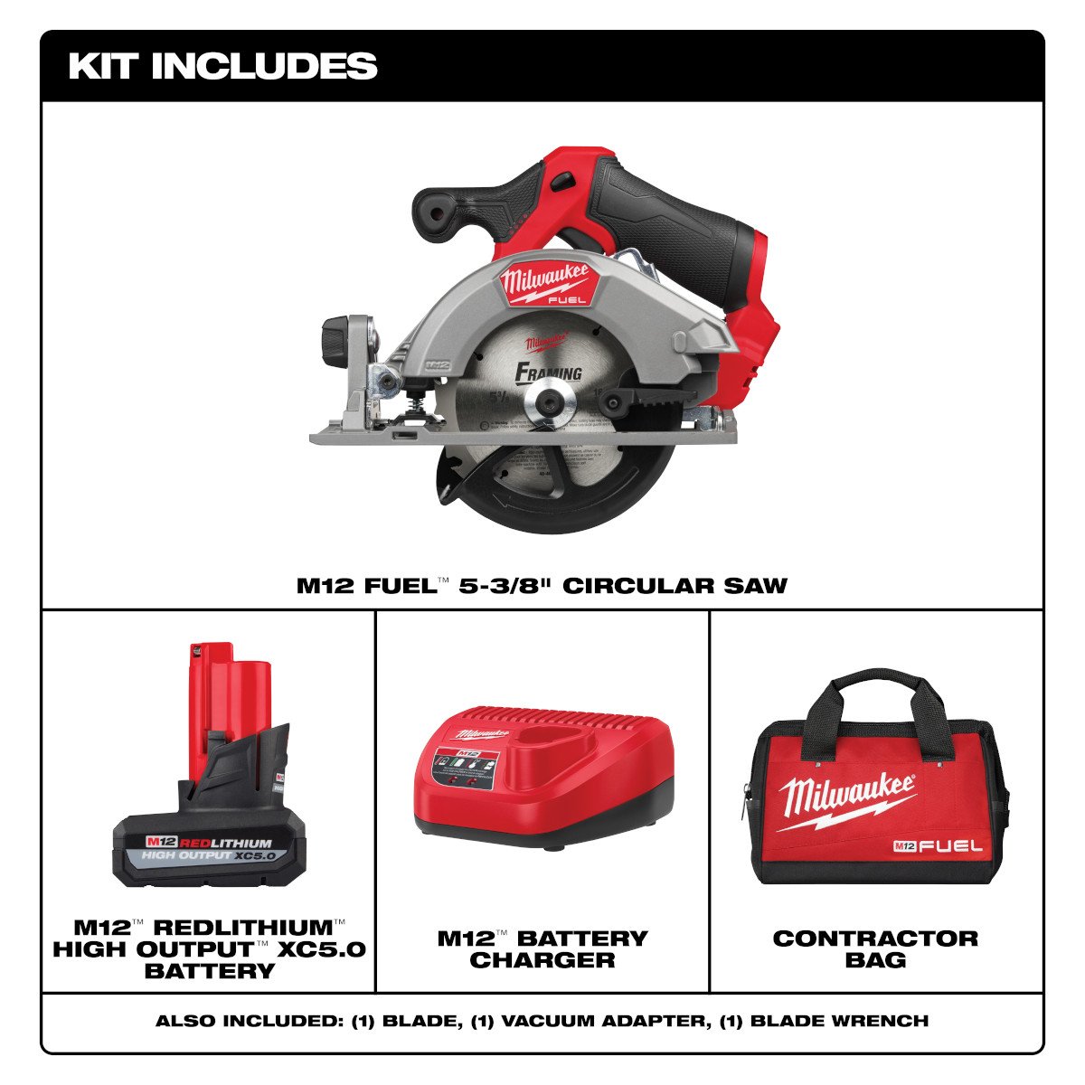 Milwaukee 2521-21HO M12 FUEL™ 5-3/8” Circular Saw Kit - feature callout