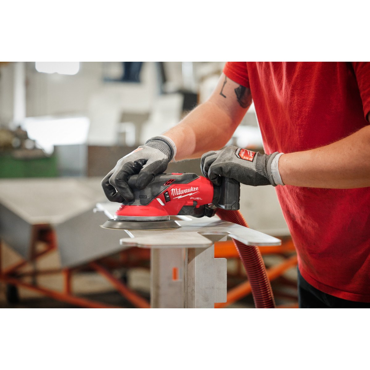 Milwaukee 2584-20 M12 FUEL™ 6" Random Orbital Sander (3/32") - in use