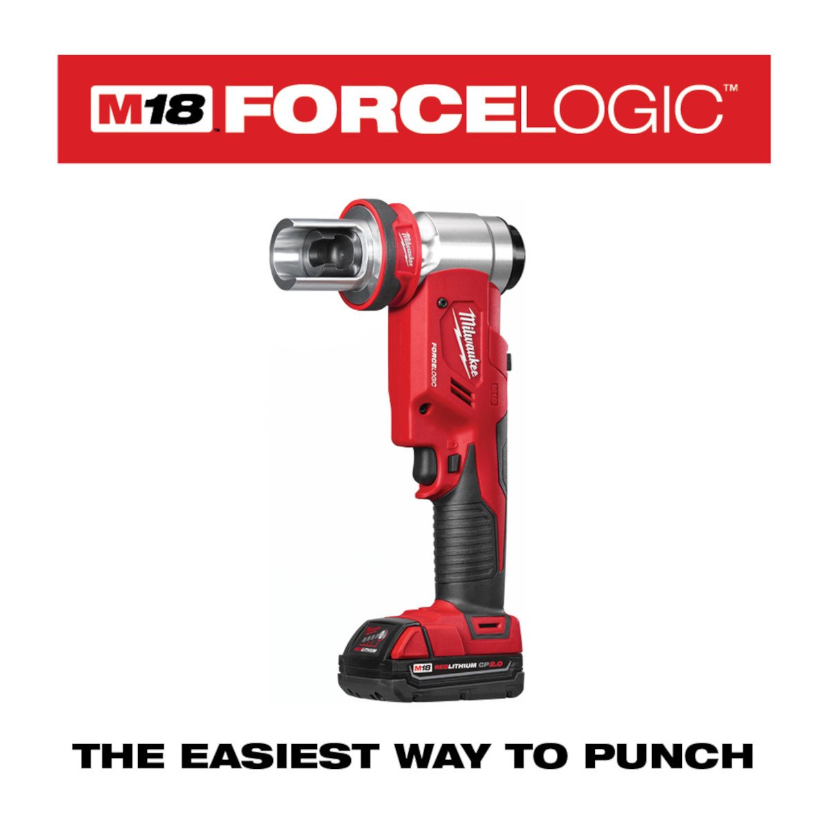 Milwaukee 2677-23 M18 FORCE LOGIC 6T Knockout Tool 1/2" - 4" Kit (Special order item) - feature callout