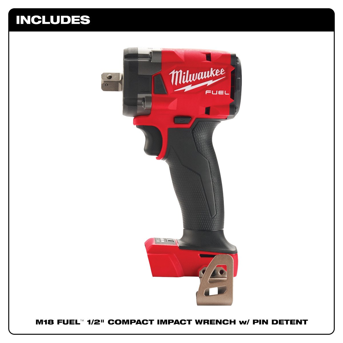 Milwaukee 2855P-20 M18 FUEL™ 1/2 Compact Impact Wrench w/ Pin Detent - feature callout