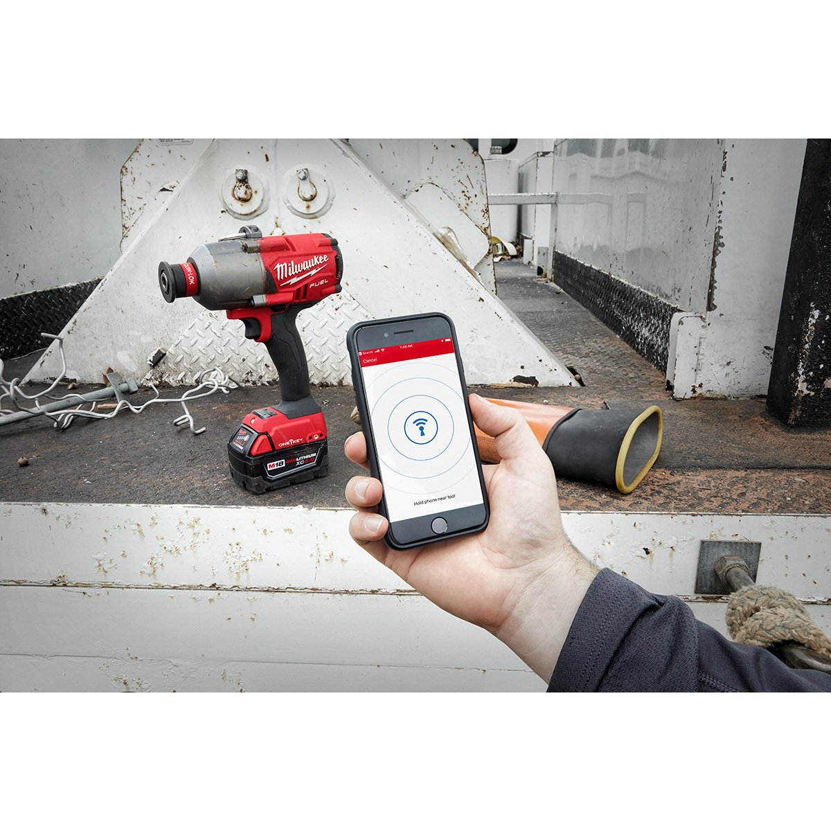 Milwaukee 2865-20 M18 FUEL™ 7/16 in. Hex Utility HTIW w/ ONE-KEY™ - in use
