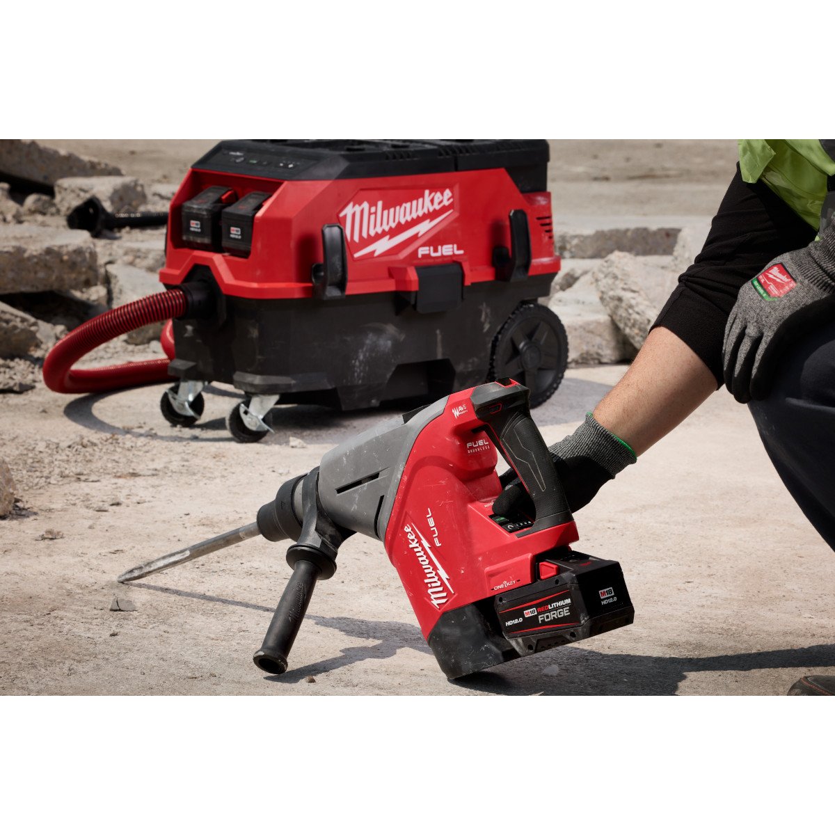Milwaukee 2918-22HD M18 FUEL 1-3/4" SDS MAX Rotary Hammer Kit with ONE-KEY - in use