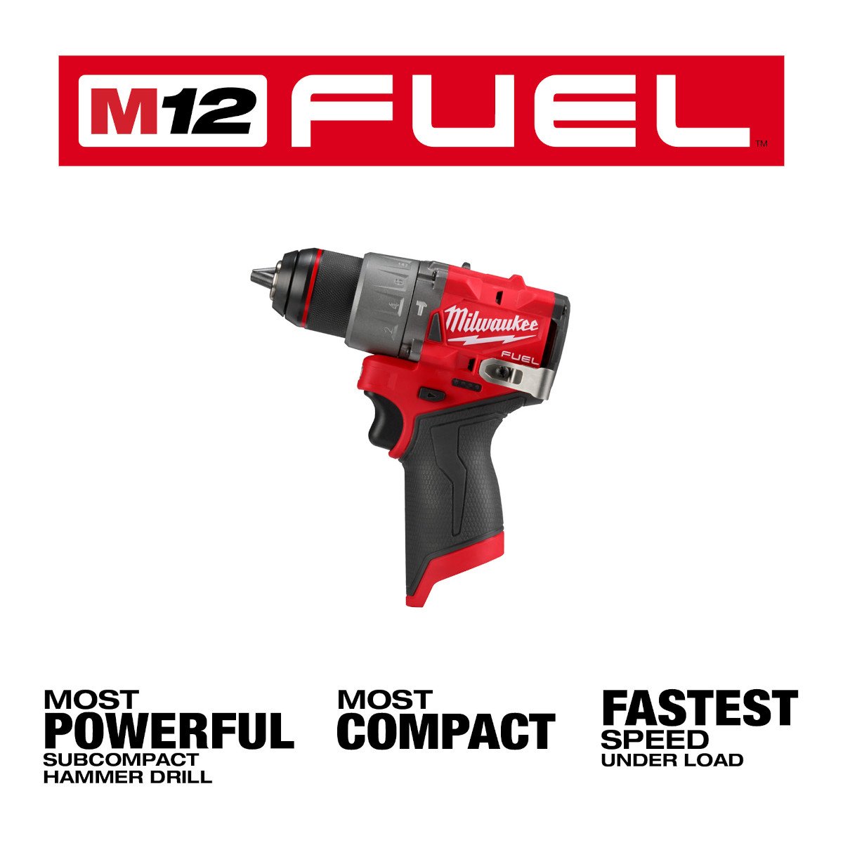 Milwaukee 3404-20 M12 FUEL™ 1/2" Hammer Drill/Driver - feature callout