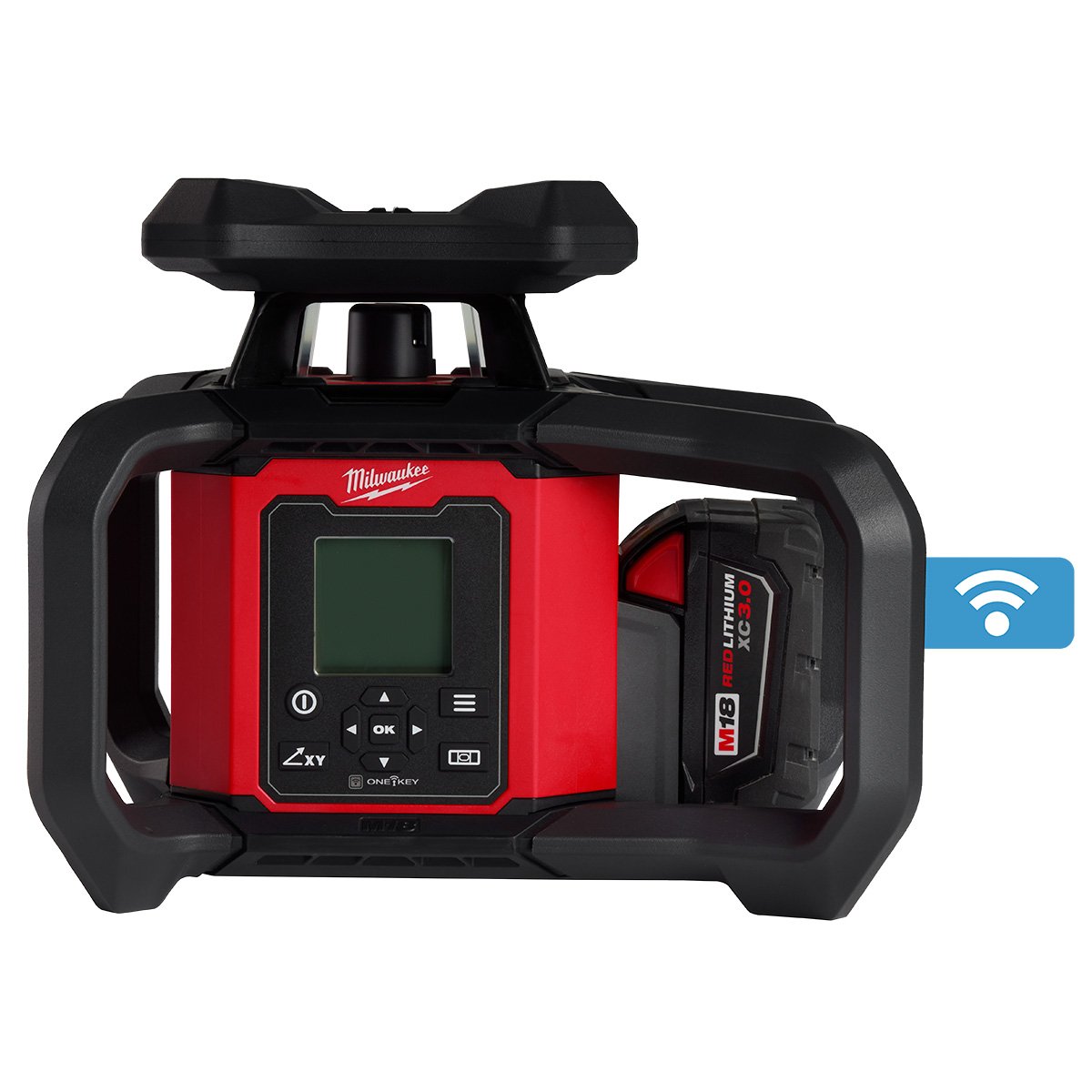 Milwaukee 3704-21 M18™ Red Exterior Dual Slope Rotary Laser Level Kit w/ Receiver & Remote - product view