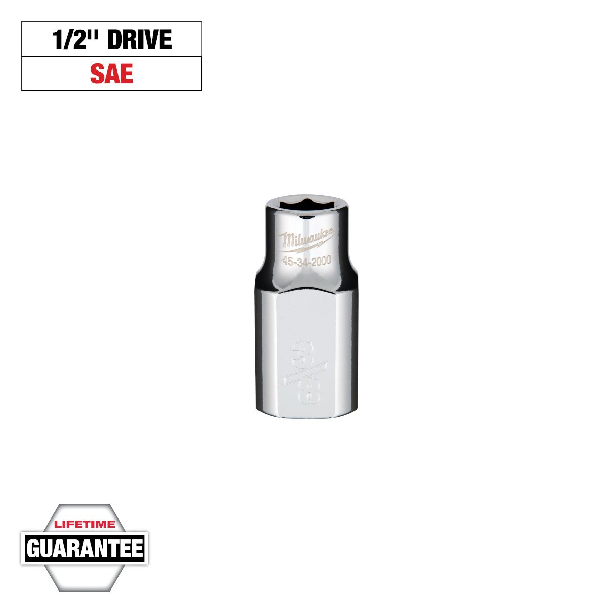 Milwaukee 45-34-2000 1/2" Drive 3/8" Socket - feature callout