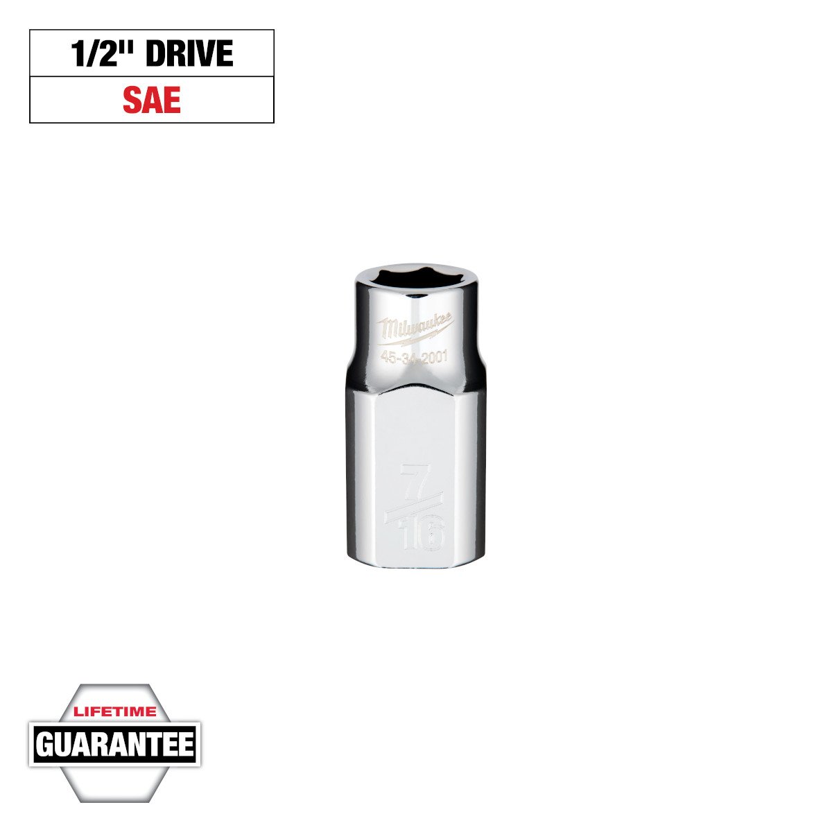 Milwaukee 45-34-2001 1/2" Drive 7/16" Socket - feature callout