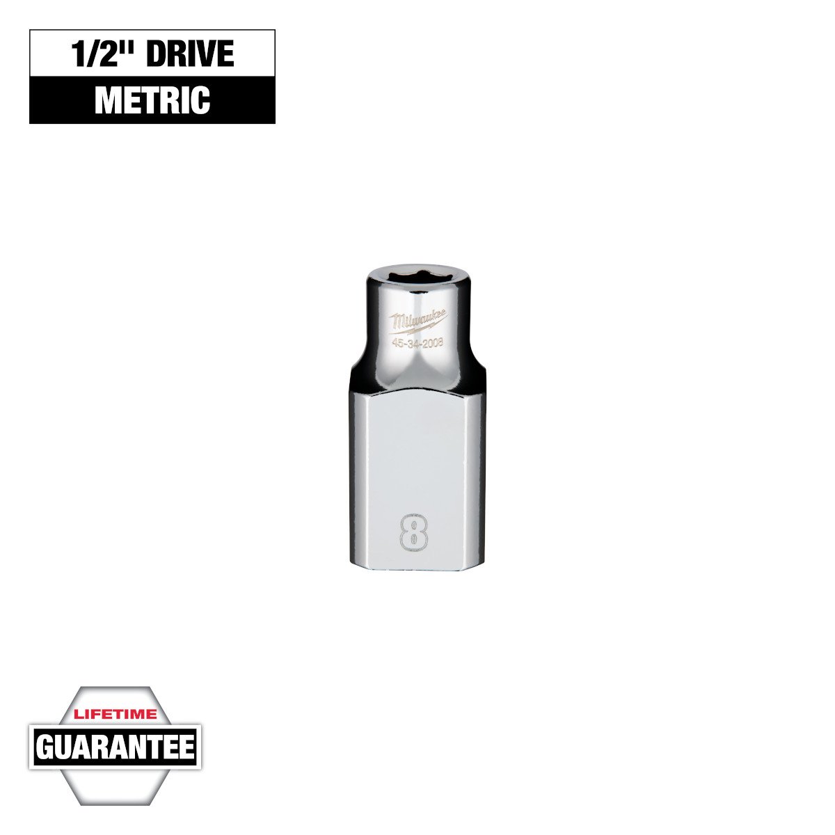 Milwaukee 45-34-2008 1/2" Drive 8mm Socket - feature callout