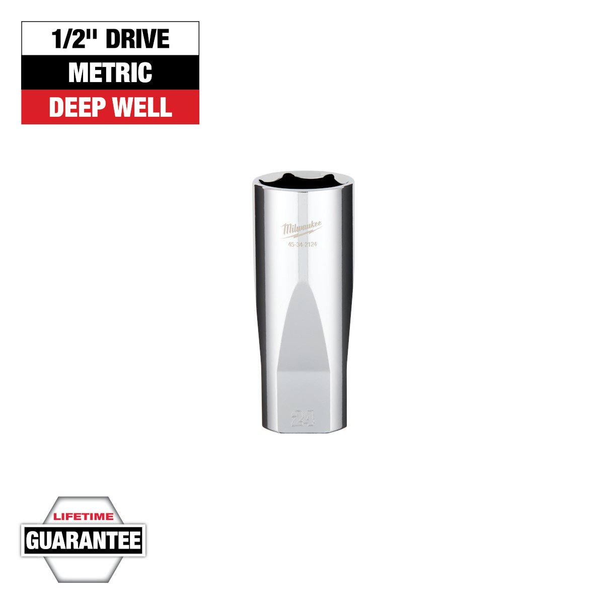Milwaukee 45-34-2124 1/2" Drive 24mm Deep Socket - feature callout