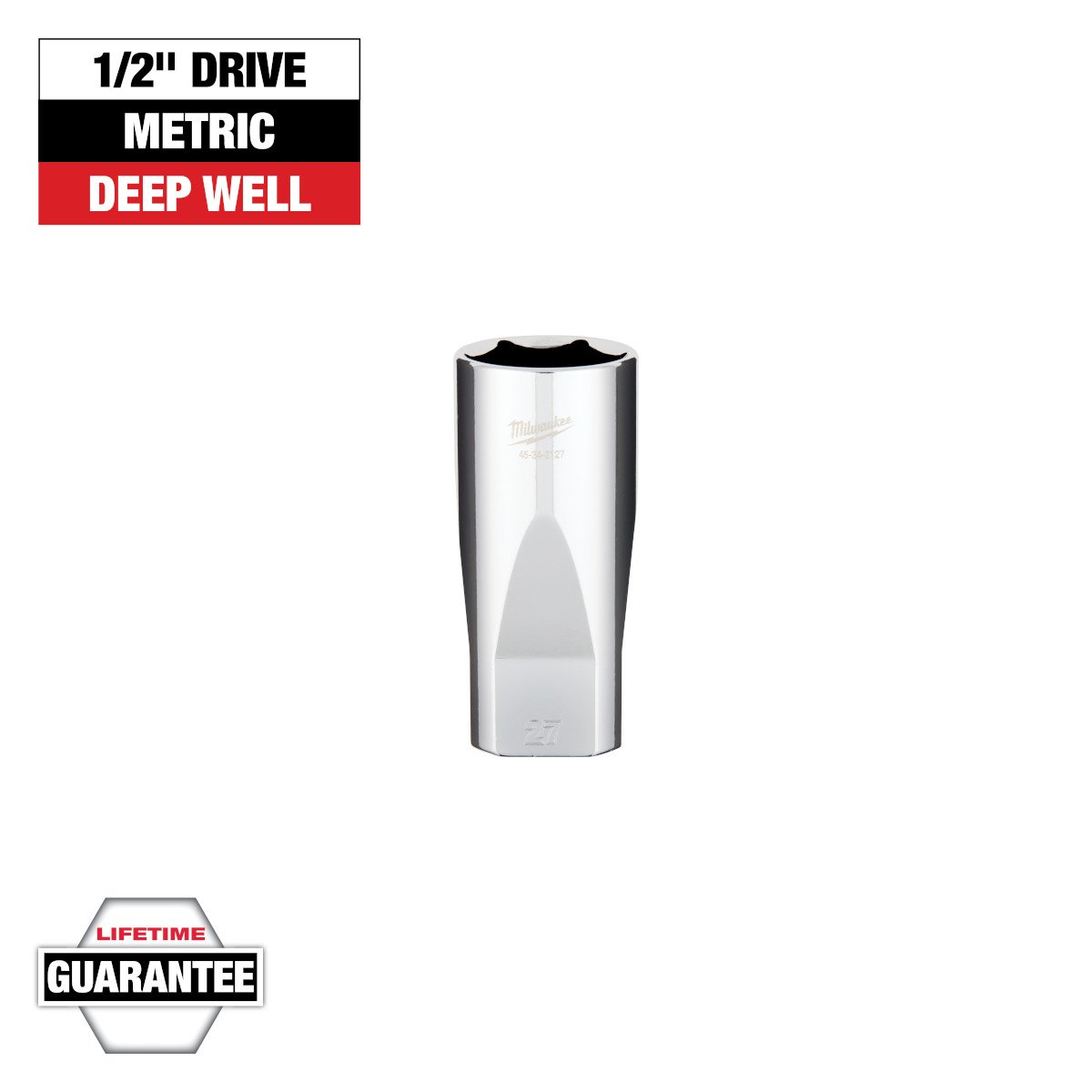 Milwaukee 45-34-2127 1/2" Drive 27mm Deep Socket - feature callout